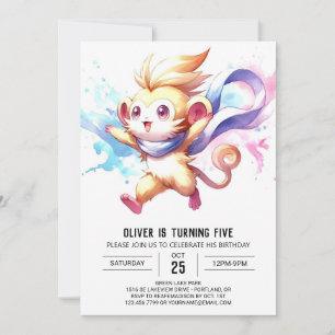 Woodland Kids Monkey Birthday Einladung