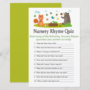 Woodland Kinderzimmer Rhyme Quiz Kinderduschenspie