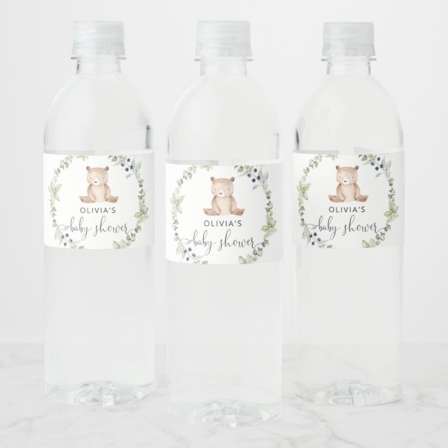 Woodland kleine Bären Baby Dusche Wasserflasche La (Flaschen)