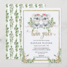 Woodland Koala Eucalyptus Pink Roses Baby Dusche