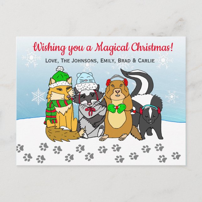 Woodland Kreaturen Weihnachtspostkarte Postkarte (Vorderseite)