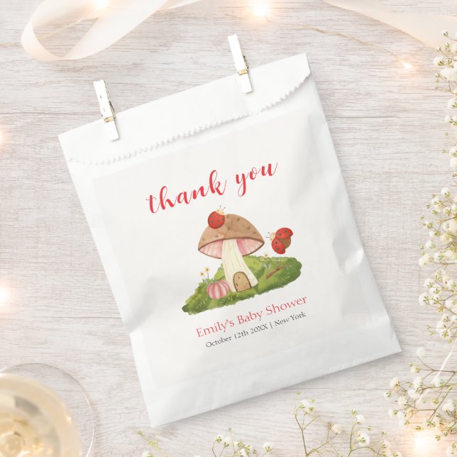 Woodland Ladybug Mushroom Babydusche Vielen Dank Geschenktütchen (Ausgeschnitten)