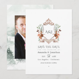 Woodland Laurel Wappen Monogram Wedding Foto Save The Date