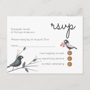 Woodland Love Birds Wedding RSVP Rückkehrbudget Einladungspostkarte