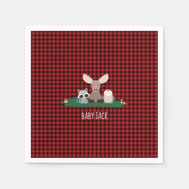 Woodland Lumberjack Baby Shower Animes Rustikal Serviette (Vorderseite)