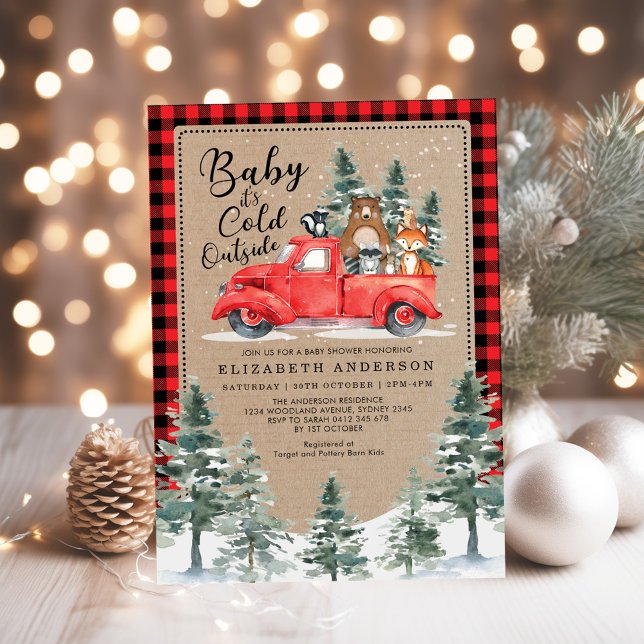 Woodland Lumberjack Snowy Winter Baby Dusche Einladung (Von Creator hochgeladen)