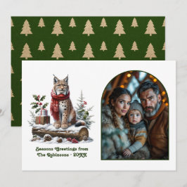 Woodland Lynx Rustic Forest Christmas Photo Feiertagskarte