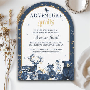 Woodland Magic Nacht-Tier-Abenteuer-Baby-Party Einladung