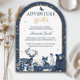 Woodland Magic Night Animal Adventure Baby Dusche Einladung
