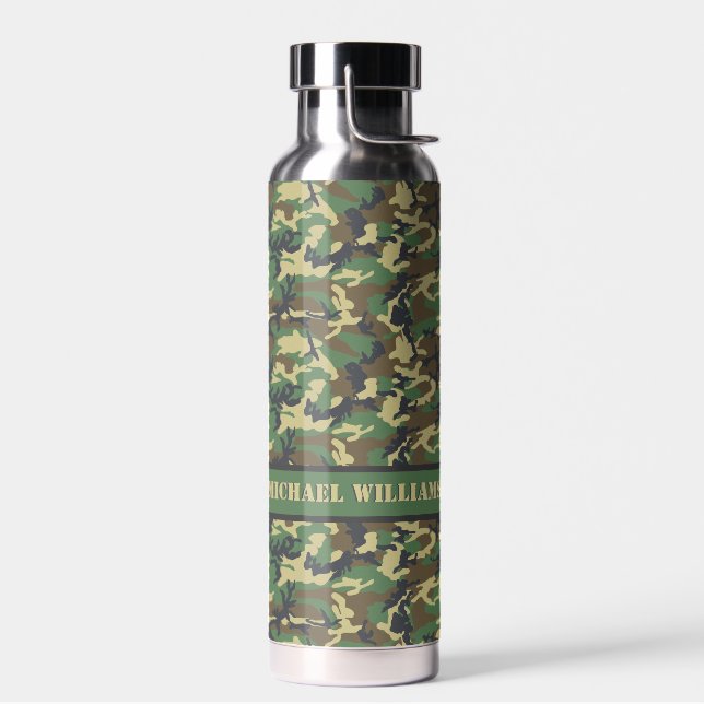 Woodland Military Camouflage Print - Personalisier Trinkflasche (Links)