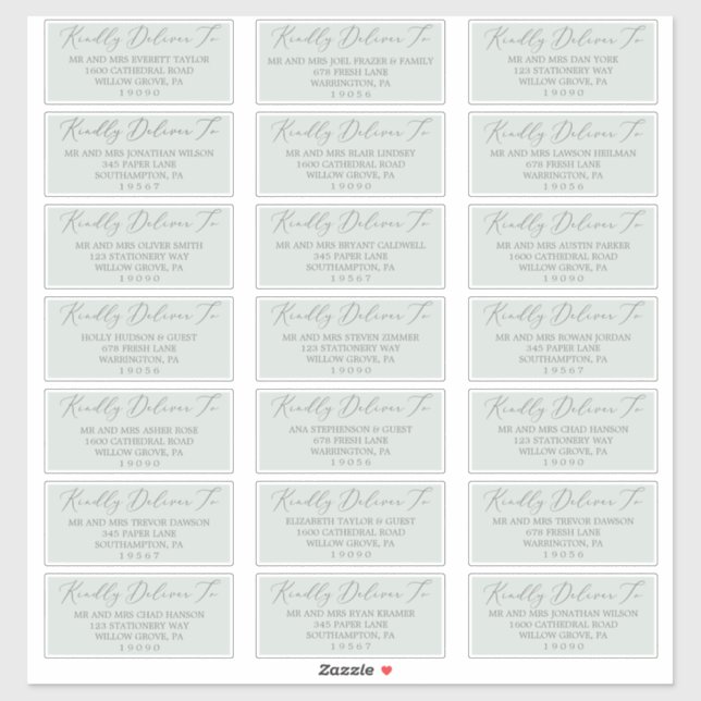 Woodland Mint Green Wedding Guest Address Labels (Blatt)