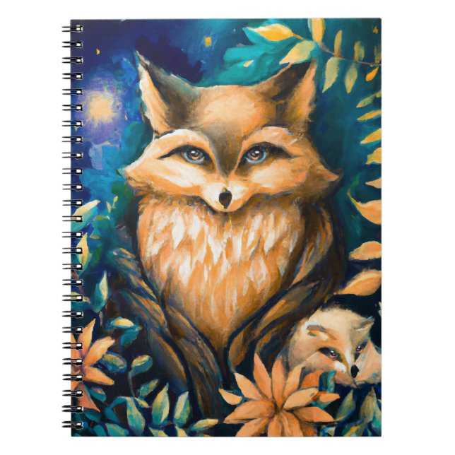 Woodland Mitternacht FOX - Zauberschule für Kinder Notizblock (Vorderseite)