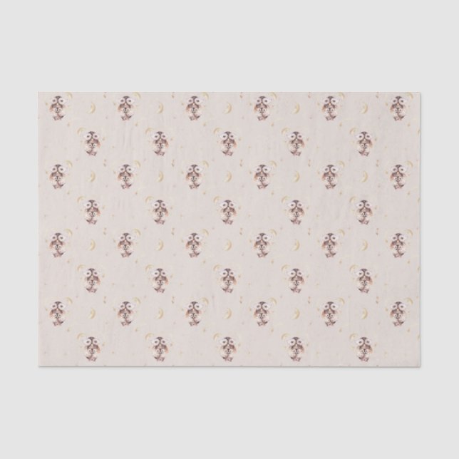 Woodland Mommy and Baby Owl Pattern Baby Dusche Seidenpapier (Vorderseite)