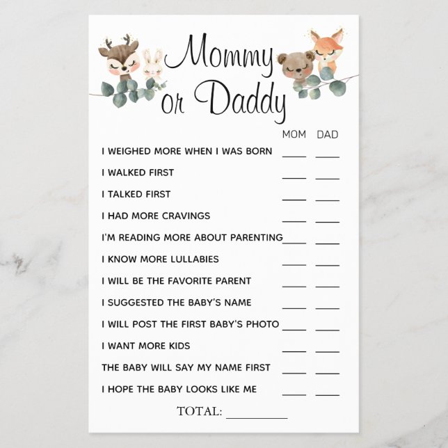 Woodland Mommy oder Daddy Er sagte, sie sagte Spie Flyer (Vorne)