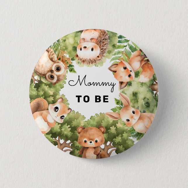 Woodland Mommy zu Baby Boy Dusche Button (Vorderseite)