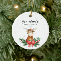 Woodland Moose Baby's First Christmas