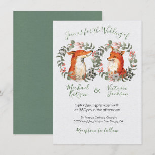 Woodland Mr. und Mrs. Fox Porträtkranz Hochzeit Einladung