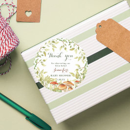 Woodland Mushroom Babydusche Danke Runder Aufkleber