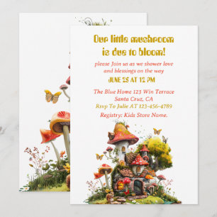 Woodland Mushroom House Kinderdusche Einladung