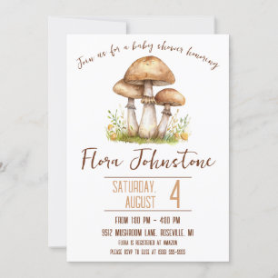 Woodland Mushroom Themed Baby Dusche Einladung