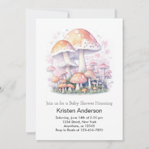 Woodland Mushroom Wonderland Girl Baby Dusche Einladung