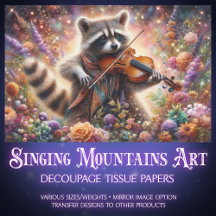 Woodland Music Whimsical Raccoon Violin Decoupage
