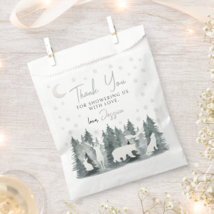 Woodland neuronale Babydusche Danke für Taschen Geschenktütchen