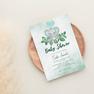 Woodland Niedlich Elephand Baby Dusche Einladung