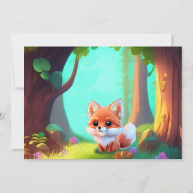 Woodland Niedlicher Babyfuchs, Einladung (Vorderseite)