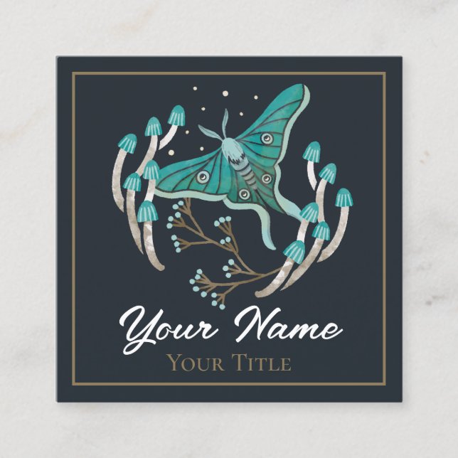 Woodland Night Luna Moth Quadratische Visitenkarte (Vorderseite)
