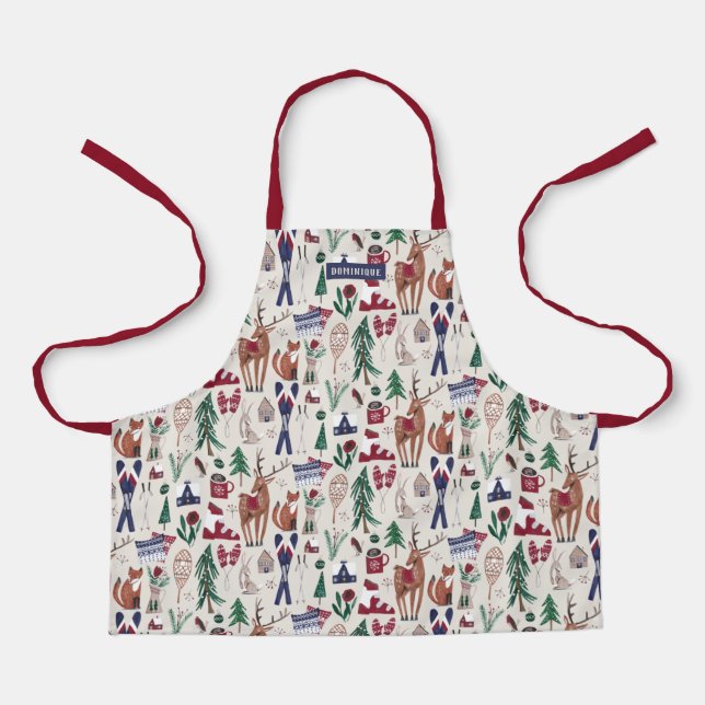 Woodland Nordic Weihnachts-Allround-Print-Schürze Schürze (Vorderseite)