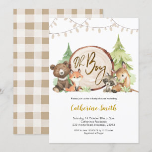 Woodland Oh Boy Baby shower Invitation
