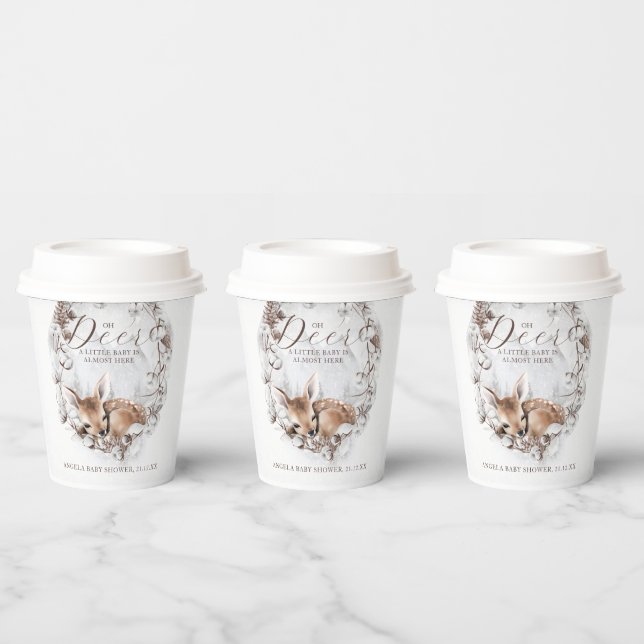 Woodland Oh Deer Winter Baby Dusche Pappbecher (Multi)