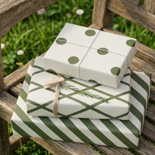 Woodland Olive Cream Rustic 3er Pack Geschenkpapier Set