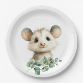 Woodland Opossum Baby Shower • Neutral Pappteller