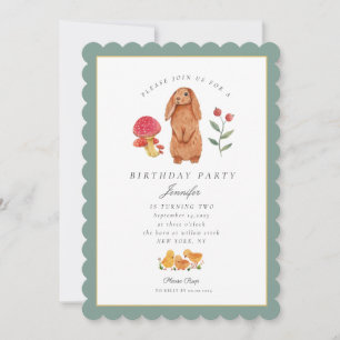 Woodland Oster Aquarell Bunny Geburtstag Einladung