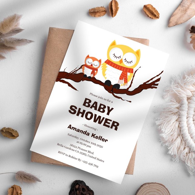 Woodland Owl Baby Dusche Einladung (Von Creator hochgeladen)