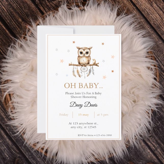 Woodland Owl Baby Dusche Einladung (Von Creator hochgeladen)