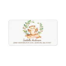 Woodland Owl Babydusche-Adressetikett