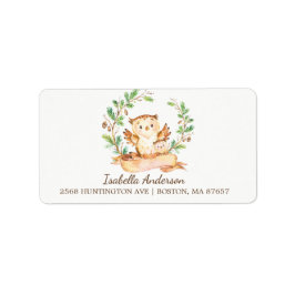 Woodland Owl Babydusche-Adressetikett Adressaufkleber