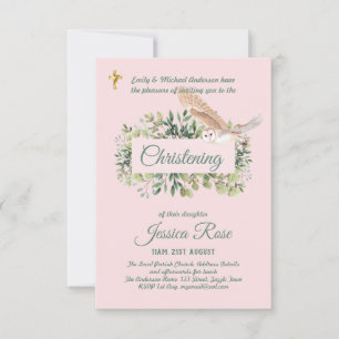Woodland Owl Girls Christening lädt zur Taufe ein