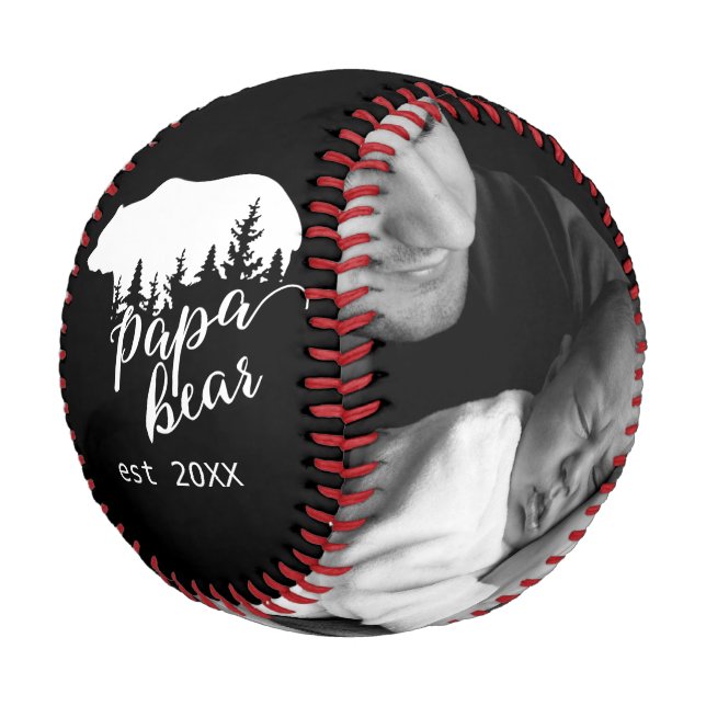 Woodland Papa Bear Illustration Custom 2 Foto Baseball (Schrägansicht)