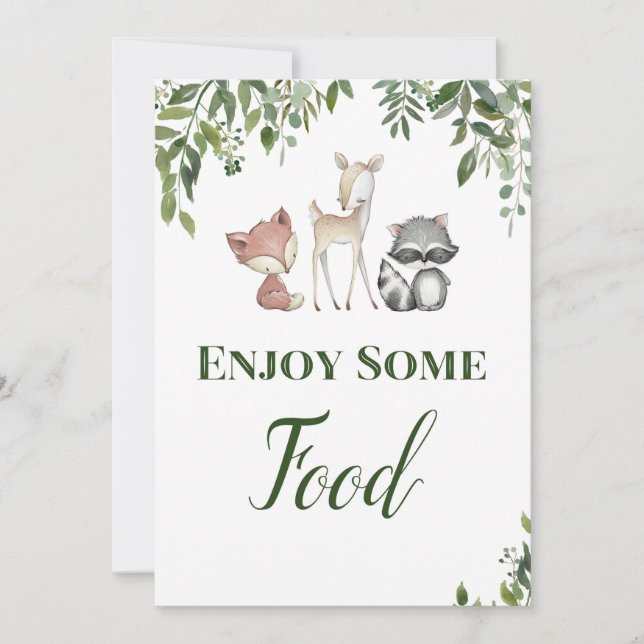 Woodland Party Schild - Genießen Sie ein Lebensmit Einladung (Vorderseite)