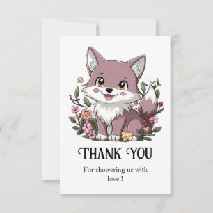 Woodland Pastel Wolf Kinderdusche Dankeskarte