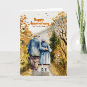 Woodland Path Senior Couple Wedding Anniversary Karte