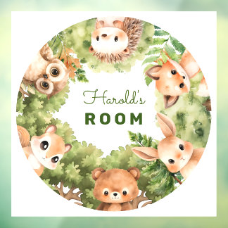 Woodland Personalisiert Baby Boy Room Fensteraufkleber