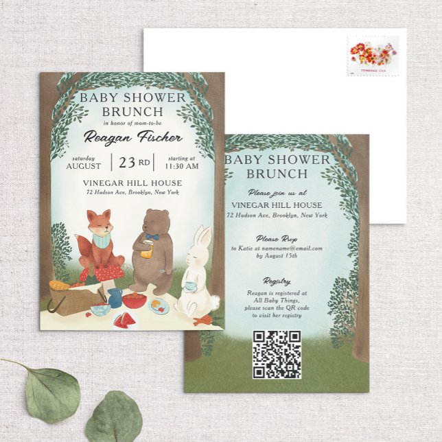 Woodland Picnic Baby Dusche Brunch Einladung (Von Creator hochgeladen)
