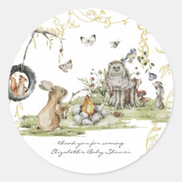 Woodland Picnic | Baby - Dusche für Waldtiere Runder Aufkleber