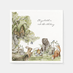 Woodland Picnic   Birthday Party für Waldtiere Serviette