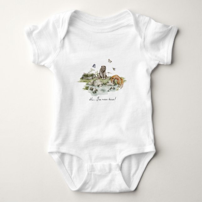 Woodland Picnic | Waldtiere Baby Strampler (Vorderseite)